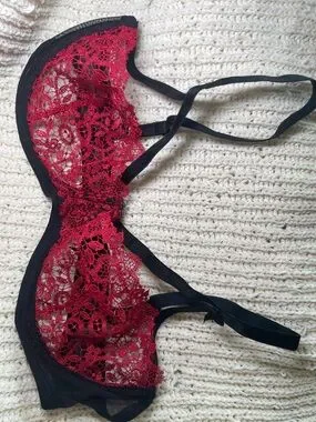 ASOS | Intimates & Sleepwear | Sheer Lace Balconette Bra Red Black ...